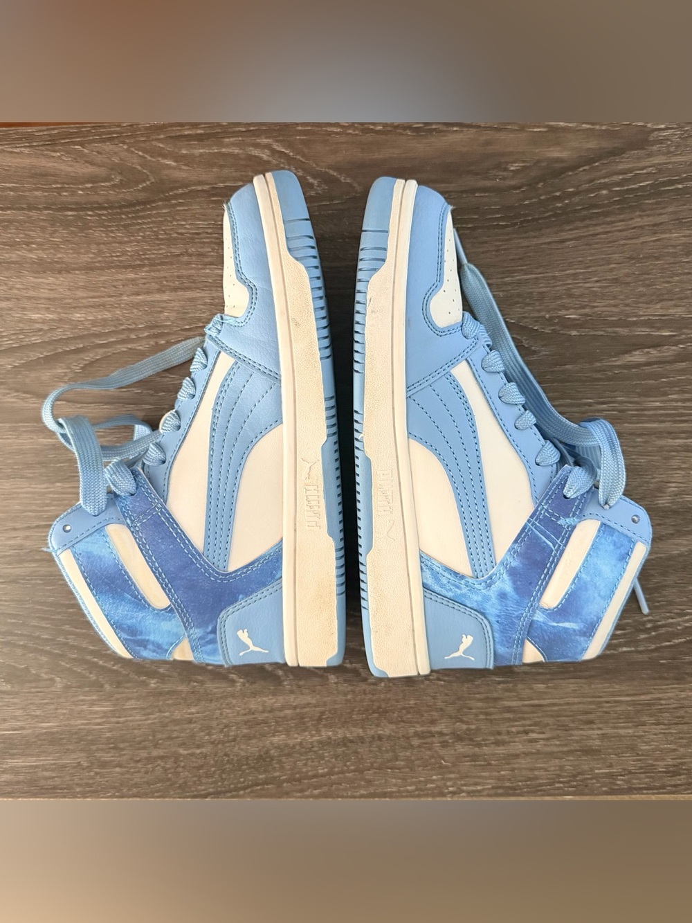 Puma Hi High Top Sneakers Blue & White US Size 4 Big Kids - Picture 6 of 9